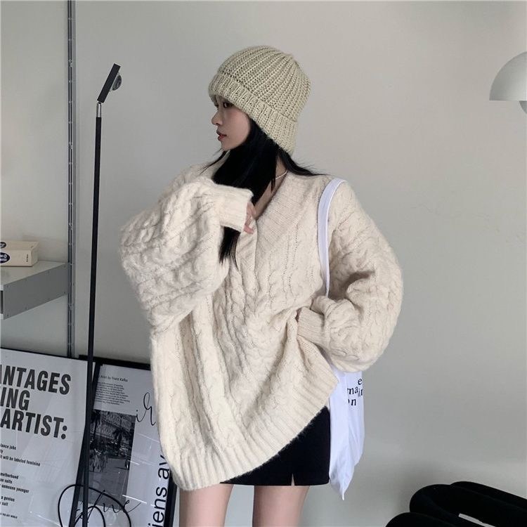Áo len nữ mùa đông thiết kế cổ chữ V dáng dài form rộng hàng QCCC (CÓ BIG SIZE) XIMIMI SP55