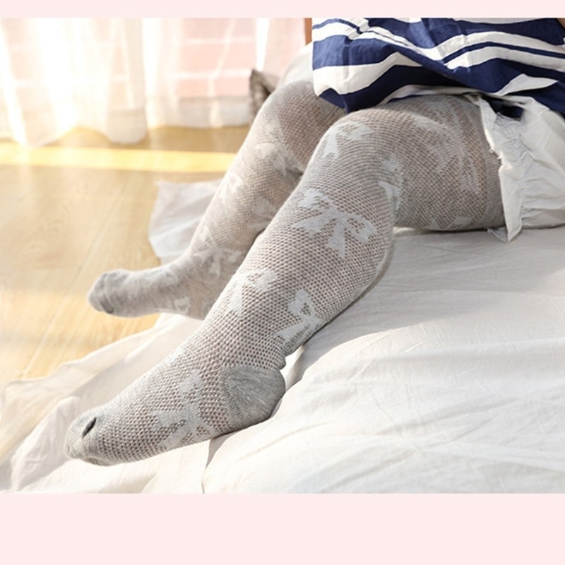 Fl Trẻ Em Nơ Trang Trí Quần Tất Mềm Mại Co Giãn Lưới Vớ Cho Trẻ Sơ Sinh