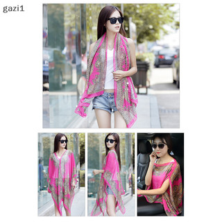 [gazi1] Khăn choàng voan in họa tiết chống nắng mùa hè Khăn choàng Polyester dành cho nữ Khăn choàng trang trí đa dạng lụa đi biển Boutique
