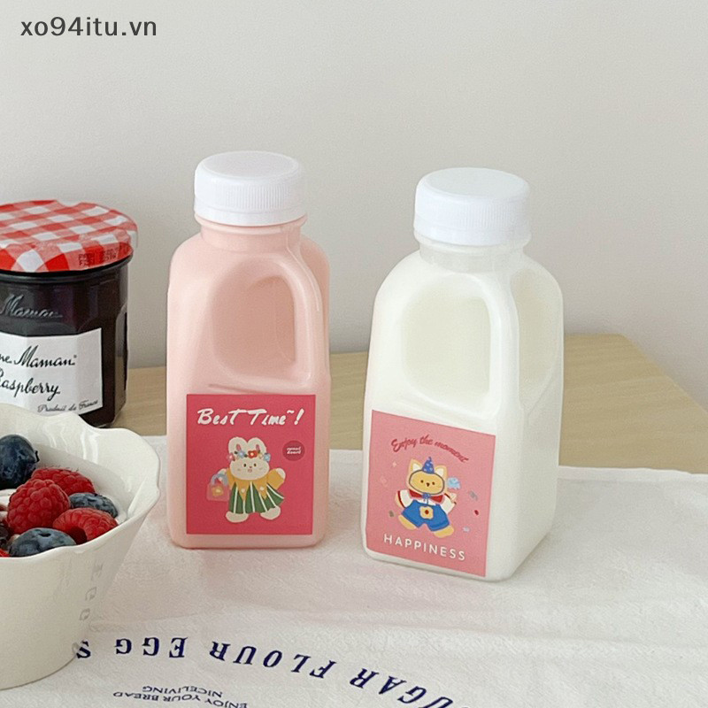 Xoitu 1PC Trong Suốt Trẻ Em Bình Nước Nhựa Chai Nước Uống Sữa PET Chai Có Nắp Cắm Trại Đi Bộ Đường Dài Drinkware VN