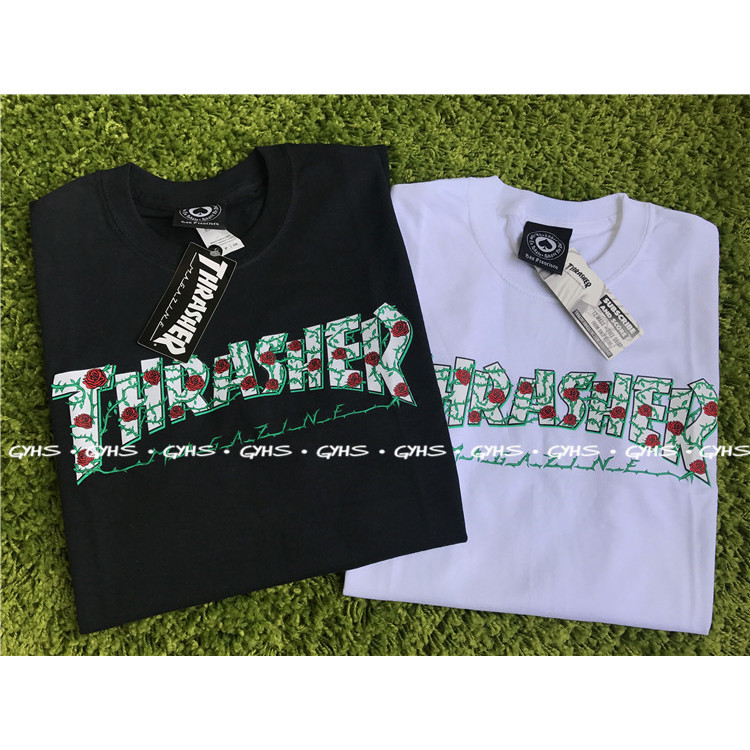 Thrasher Phiên bản Mỹ Thrasher Rose Flame Áo thun ngắn tay phong cách ...