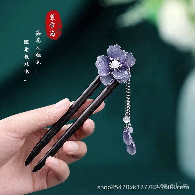 Kẹp tóc gỗ đàn hương phong cách cổ điển siêu tiên nữ, sườn xám tua rua cao cấp hiện đại đơn giản, phụ kiện tóc Hanfu