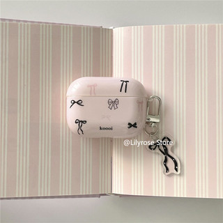 Ins Phong Cách Hàn Quốc Đen Nơ Màu Hồng Dành Cho AirPods Pro2 Vỏ Tai Nghe Apple Bluetooth Không Dây AirPods 1 2 3 Vỏ Mềm Vỏ Bảo Vệ Chống Rơi