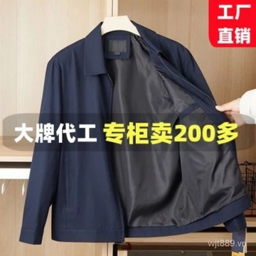 Quần áo nam trung niên và cao tuổi Áo Khoác Nam mùa xuân và mùa hè nóng bỏng Áo Khoác Nam mùa xuân và mùa thu thường ngày Áo khoác cho bố Áo sơ mi mỏng có ve áo nam