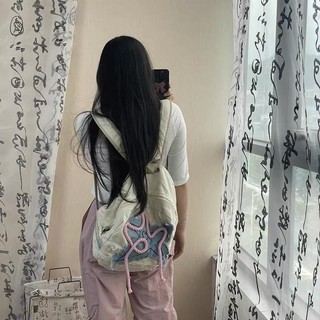 Ba lô Denim hình ngôi sao cổ điển của Mỹ Y2k