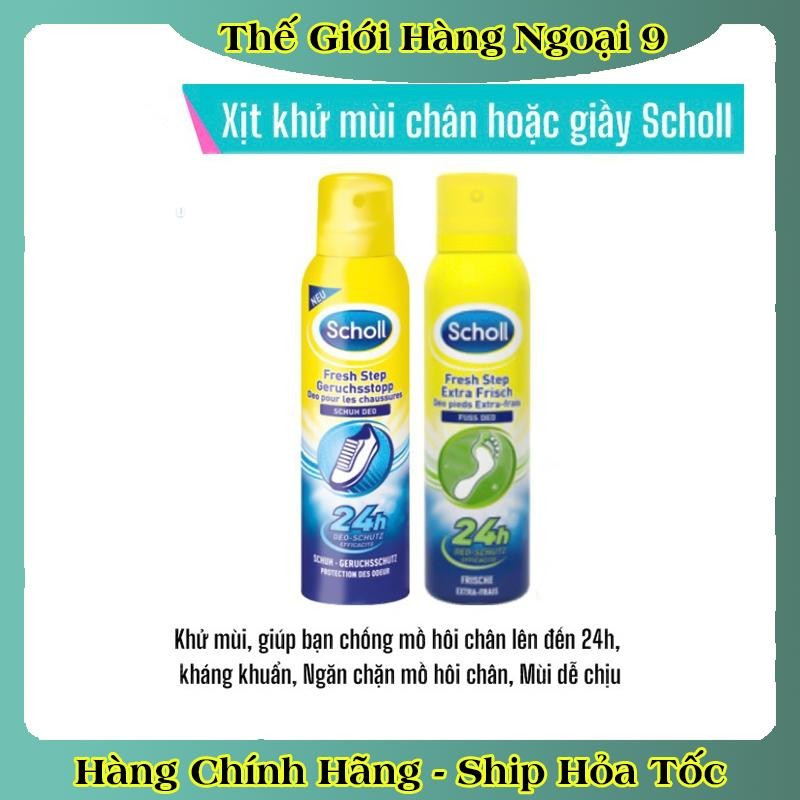 Xịt khử mùi hôi chân và giày Scholl – Nội địa Đức Đủ Bill