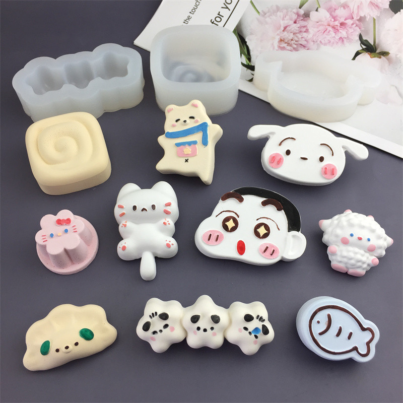 Mèo Pudding Mật Ong Cuộn Khuôn Silicon Mochi/Đồ Chơi/Thạch Cao/Epoxy/Trang Trí Bánh/Sô Cô La/Nướng DIY