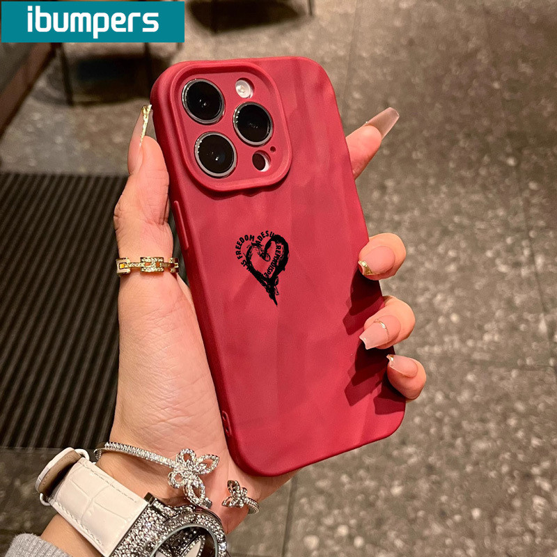 ibumpers Ốp Lưng iPhone Xinh Hàn Quốc Hình Trái Tim In Hình  Ốp Điện Thoại nhám Dày Dặn Silicon Mềm Chống Sốc Chống Bẩn Cho Iphone 15 14 12 13 11 Pro Max IP 7 8 Plus Iphon X XS XR