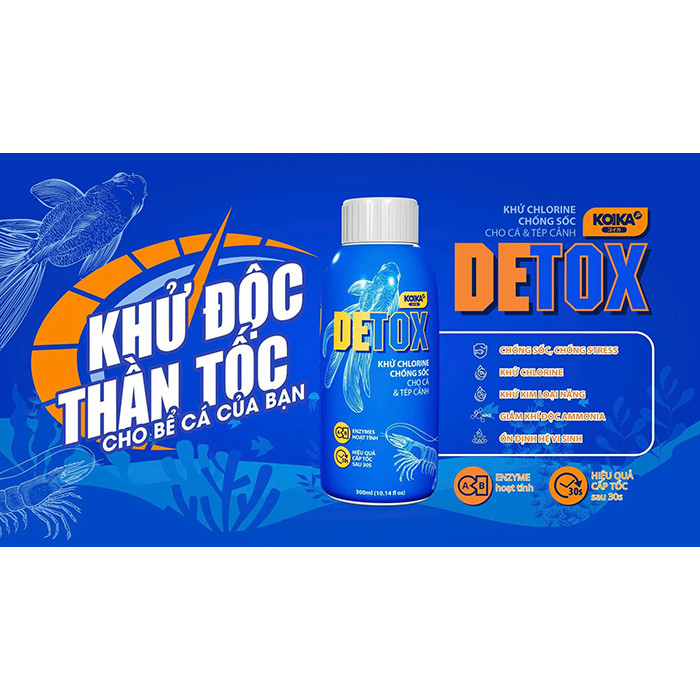 Detox Koika Chống Sốc Nước, Giảm Stress Cho Cá, Khử Clo Giảm NH3, Kim Loại Nặng Ổn Định Vi Sinh Cho Bể Cá