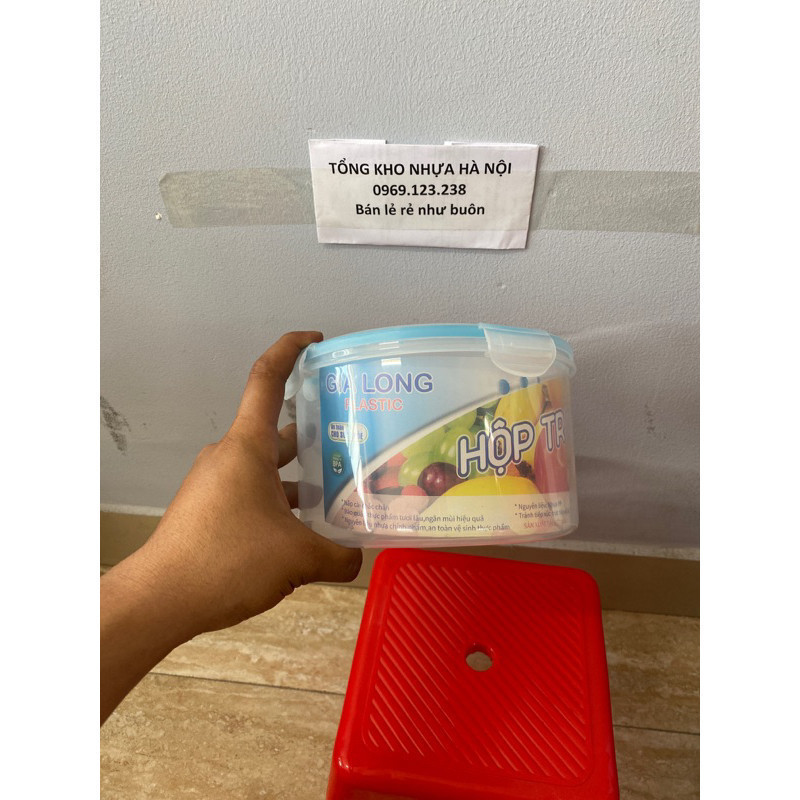 Hộp đựng thực phẩm dáng tròn nắp cài chắc chắn - Hộp đựng thức ăn để tủ lạnh combo 3 size GLCC