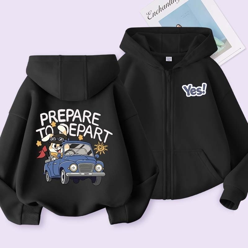 Áo Hoodie bé trai thời trang có xe hơi Áo hoodie khóa kéo dáng rộng thường ngày in hình hoạt hình cho trẻ em