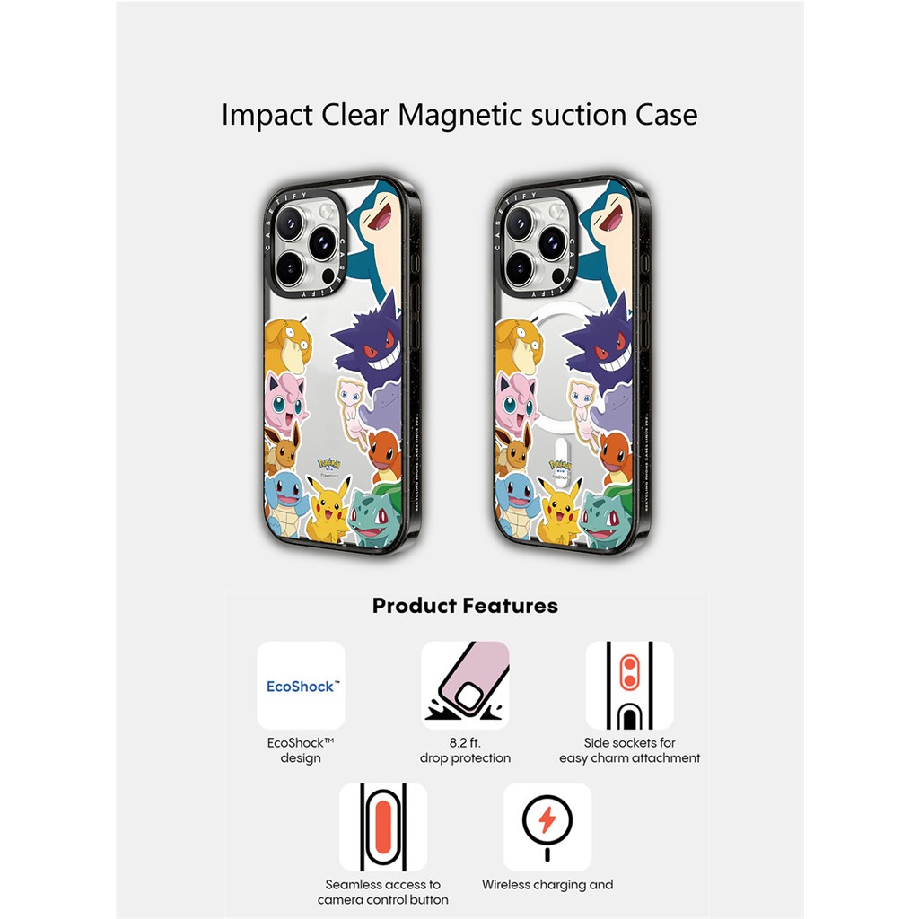 Casetify X Pok é mon Ốp lưng Acrylic cứng hút từ tính cho Apple IPhone 12 13 14 15 16 Pro Max Plus có hộp