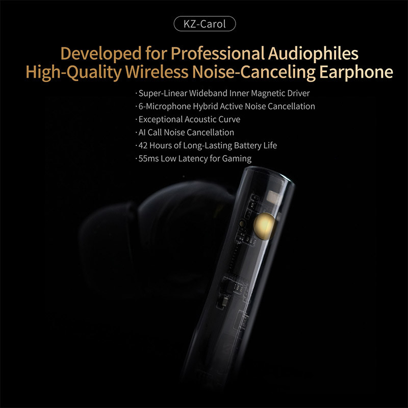 Tai nghe KZ CarolTWS 6 MIC Khử tiếng ồn chủ động True Wireless Chống nước Bluetooth 5.3 Tai nghe âm thanh nổi