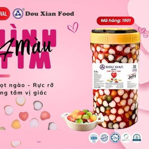Thạch hình trái tim 5 màu Douxian hộp 2.5kg