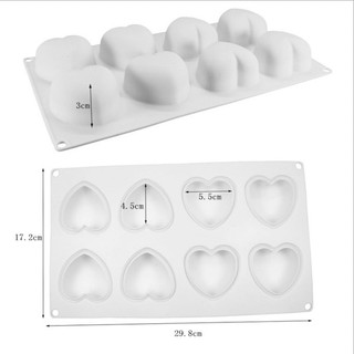Khuôn Silicon 3D Hình Khoang Trái Tim Nướng Bánh - Làm Chocolate - Panna Cotta - Mousse - Pudding - Tàu Hũ - Làm Thạch