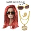 KIN 80s Disco Trang Phục Phụ Kiện Curly Rock Tóc Giả Vòng Cổ Kính Hippie Bộ Trang Phục