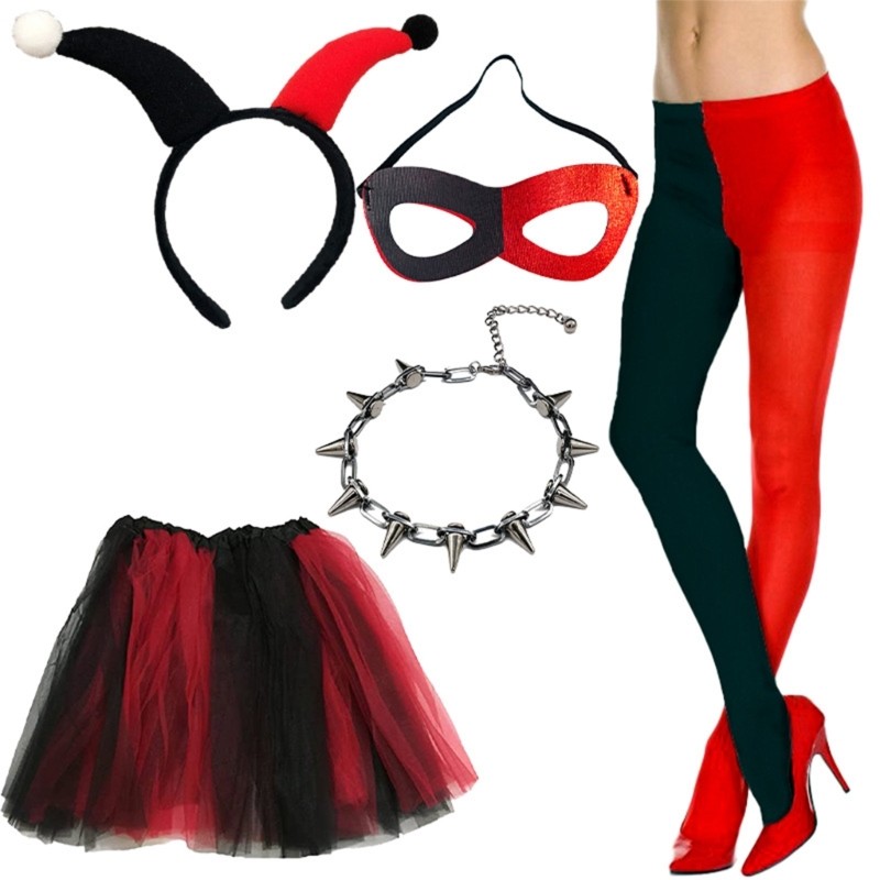 Sela Chú Hề Trang Phục Bộ Trang Phục Chú Hề Đầu Cổ Găng Tay Quần Và Váy Cho Nữ Halloween Giáng Sinh Cosplay
