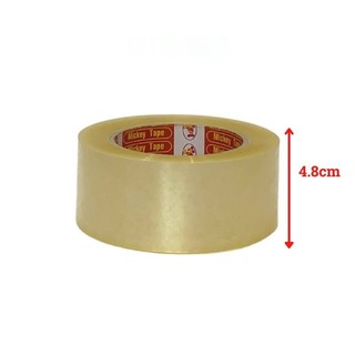 Cây 6 cuộn băng dính trong đục 1.7kg lõi mỏng, loại nhỏ dễ cầm tay.