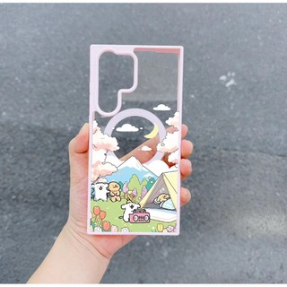 Vỏ hoa văn cắm trại hoạt hình cho Samsung s22 s22plus ultra Case Girly S23 S23Plus s23fe s24 s24plus s24ultra Cover