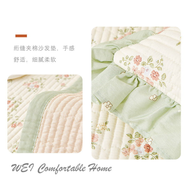 Đệm sofa cotton tinh khiết tươi mới phong cách Hàn Quốc đệm sofa vải thông dụng bốn mùa Bọc Sofa chống trượt Khăn sofa 100% cotton