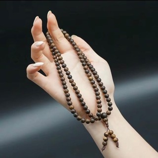 [TẶNG LỘC RÙA VÀNG] Vòng Tay Trầm Hương 108 Hạt Trơn Size 6Li - Kèm Hộp Gấm Đựng Vòng Phụ Kiện
