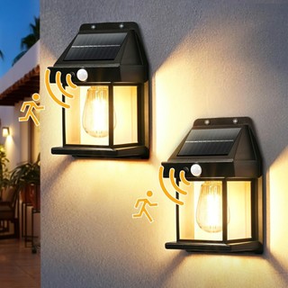 Đèn Năng Lượng Mặt Trời Trang Trí Sân Vườn Biệt Thự - Đèn Treo Tường Cảm Biến Hồng Ngoại Chống Nước ALINE