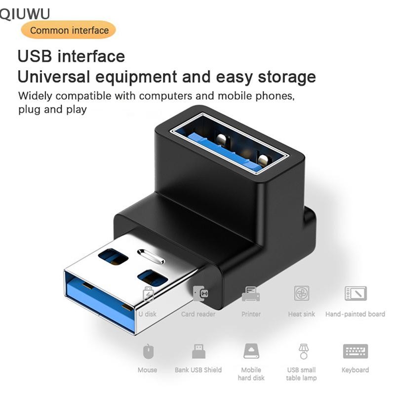 Bộ chuyển đổi điện thoại di động QIUWU USB-A 90 độ USB C sang USB A Adapter Góc phải USB A 3.0 Nam sang USB Type C Conenctor Bộ chuyển đổi đĩa USB máy tính.