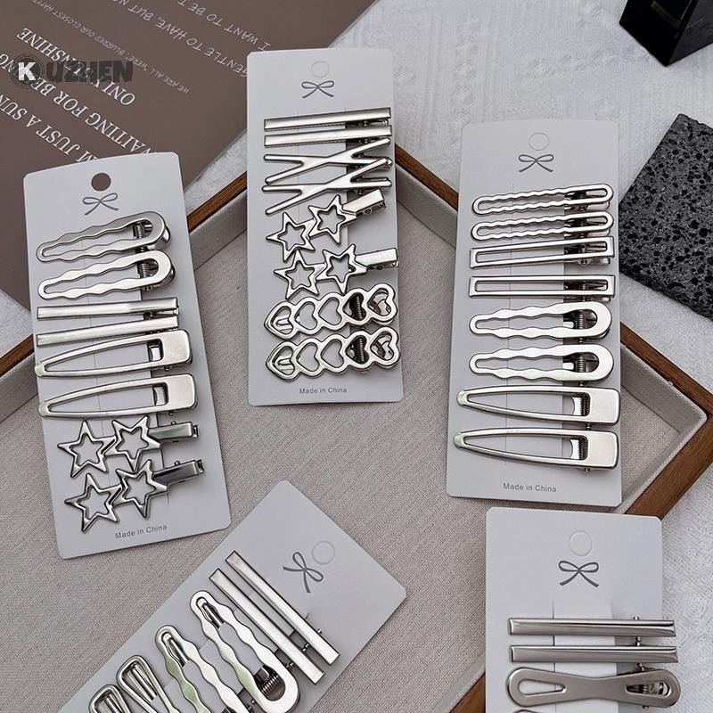 Kuzhen 8 Chiếc Cô Gái Tóc Kim Loại Bạc Mỏ Vịt Kẹp Nữ Kẹp Tóc Bên Nổ Nữ Nữ Barrettes Phụ Kiện Tóc HOT