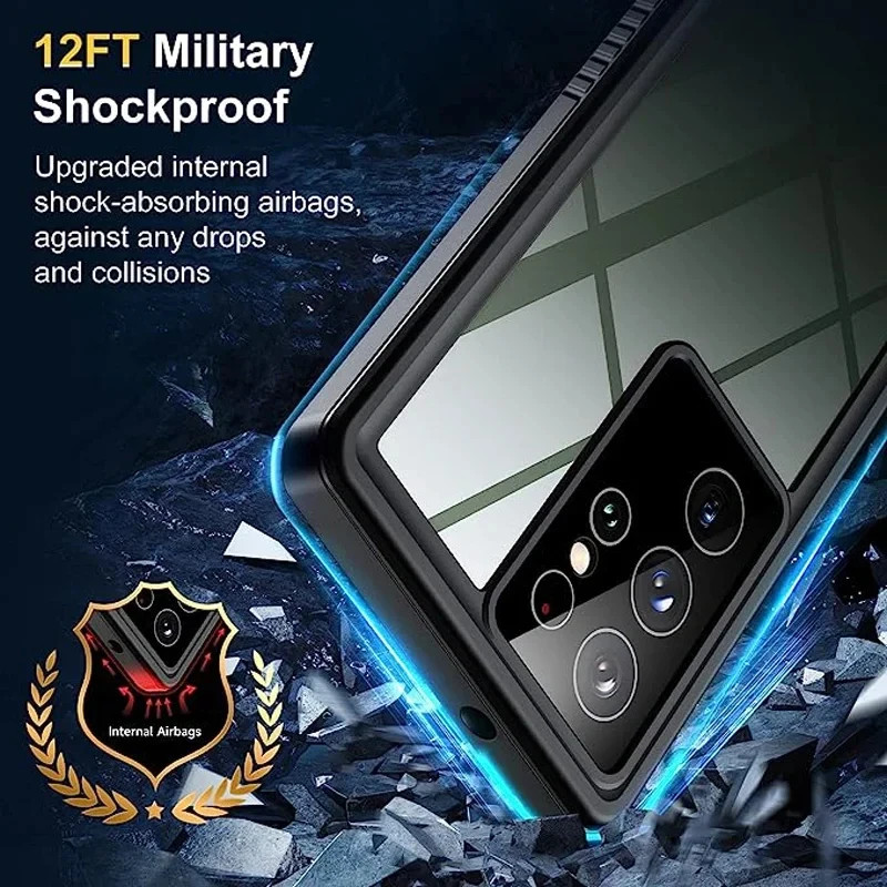 IP68 360 Kín Chống Thấm Nước Cho Samsung S25 S24 S23 S20 FE S9 Note 20 10 9 Plus S26 Ultra Ốp Điện Thoại
