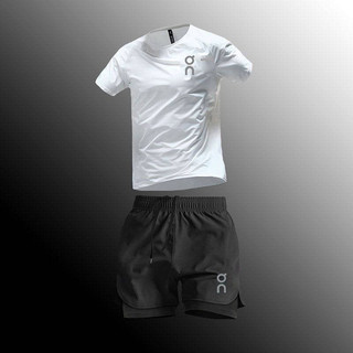 Sports Training Summer Quick-Drying Breathable Suit Running Sports Short-Sleeved Shorts with Lining Men's and Women's Marathon Running N1SI