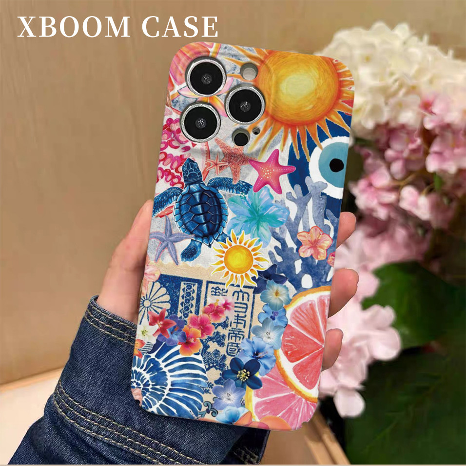 Ốp Điện Thoại Sân Vườn Dưới Nước Cho iPhone16PM 15ProMax 11Pro 12MINI SAMSUNG S22 / 23 / 24 / 25 13plus 7 / 8 SE XS XR Vỏ Cứng Bóng
