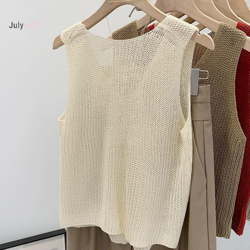 Áo Vest Cổ Chữ V Mùa Hè from Hàn Quốc, Made from Cotton và Lanh, Thiết Kế Màu Trơn Phù Hợp Thời Trang
