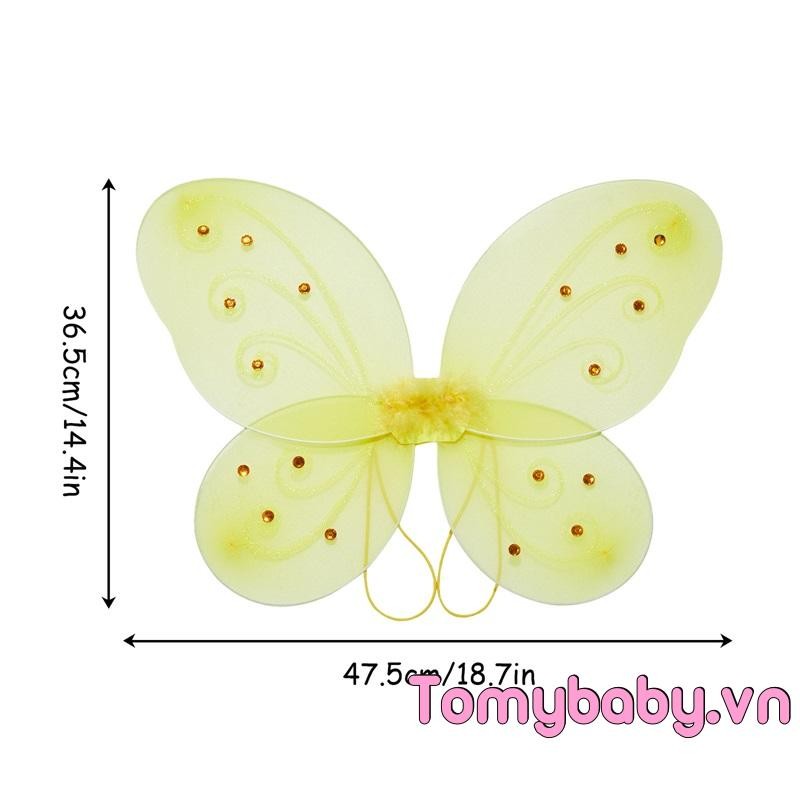 Trẻ Em Bé Gái Cổ Tích Bướm Chống Đỡ Có Thể Gập Lại Kim Cương Giả Quần Áo Phụ Kiện Cho Tiệc Sinh Nhật Halloween