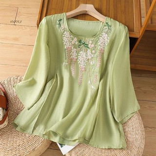 Hình dáng rộng Áo sơ mi bông cổ thủy thủ thoáng khí phong cách vintage dành cho nữ mùa hè