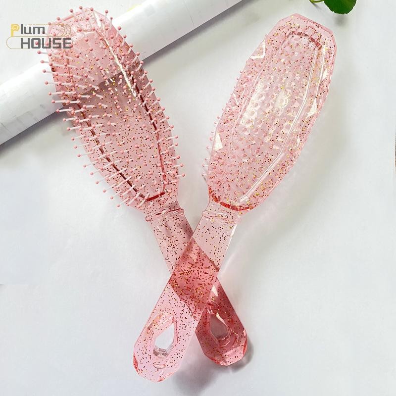 PlumHOUSE Trong Suốt Sáng Bóng Lược Bé Gái Tóc Da Đầu Massage Lược Chải Tóc Răng Rộng Lược Nữ Salon Làm Tóc Dụng Cụ Tạo Kiểu Quà Tặng VN