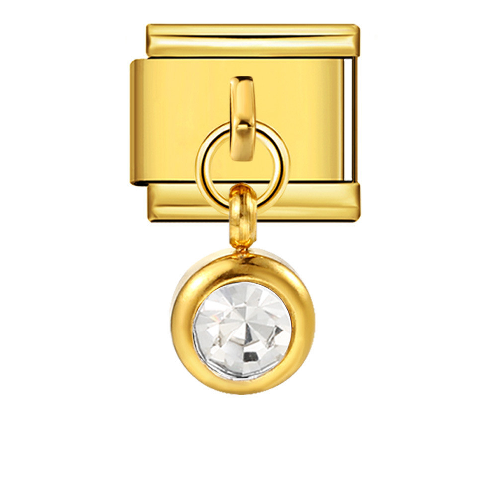 Mặt dây chuyền birthstone tròn, móc thép titan, phụ kiện thời trang đa năng