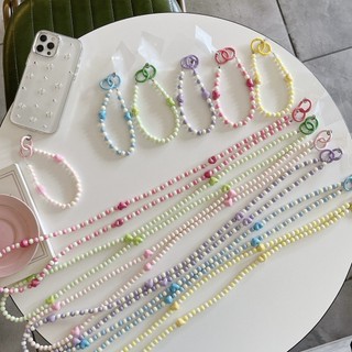 Thời Trang Màu Kẹo Trái Tim Tình Yêu Đính Hạt Wrsit Dây Điện Thoại Đa Năng Đeo Ngang Dây Dài Chống Mất Dây