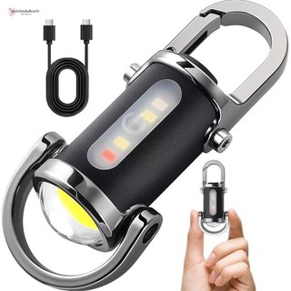Đèn pin móc khóa SWEETASHAHEARTS, Đèn pin LED siêu sáng Mini, có đèn đỏ & xanh USB có thể sạc lại Đèn lồng cắm trại di động Tìm kiếm đi bộ đường dài