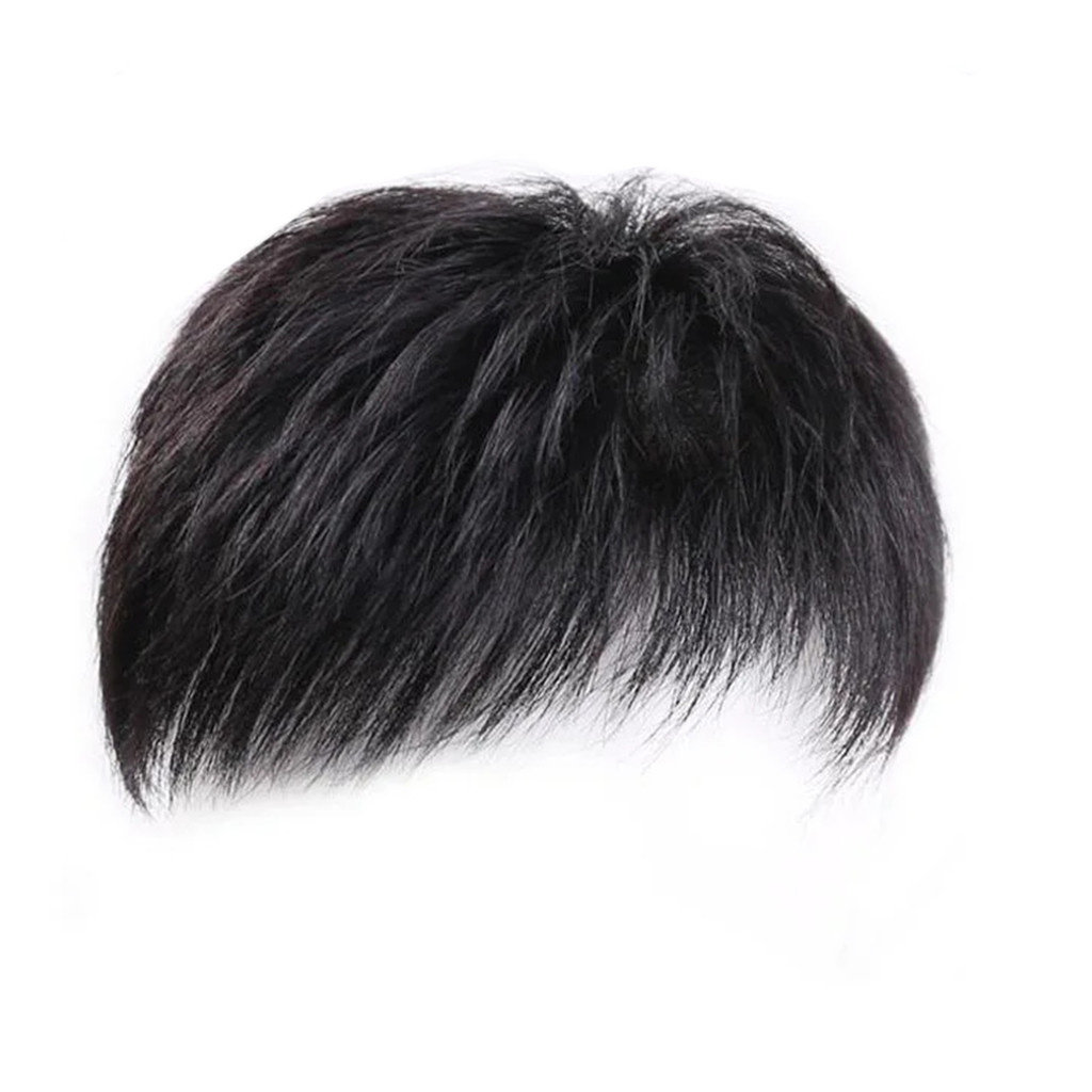 Tóc giả miếng toupee đen cho nam, mềm mại thoáng khí không mùi, phù hợp nam hói
