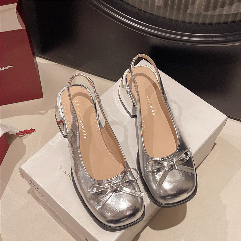 🔥Còn hàng🔥Giày mary jane đế cao 5p Mũi tròn gót vuông hở gót Giày cao gót size lớn(size35-42)