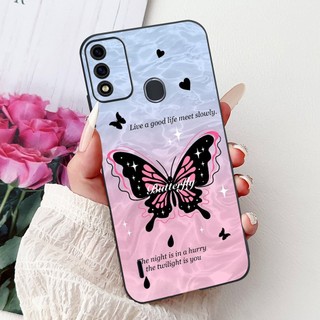 Dành Cho Vỏ ITEL A48 Hoa Cẩm Thạch Phổ Biến Bướm Silicon Mềm Màu Đen Bảo Vệ Điện Thoại Cho Itel A48 A 48 2020 Ốp Lưng