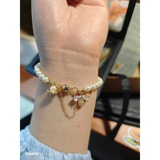 Vòng tay màu hồng đính cườm từ tính và vòng ong nhỏ - Thích hợp cho nữ, đa năng, trang sức ngọt ngào