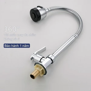 vòi rửa bát inox 304 vòi nước bồn rửa chén Vòi nước gắn tường Ống nước chống rò rỉ mềm 360 độ Vòi nước có bộ lọc phi20mm