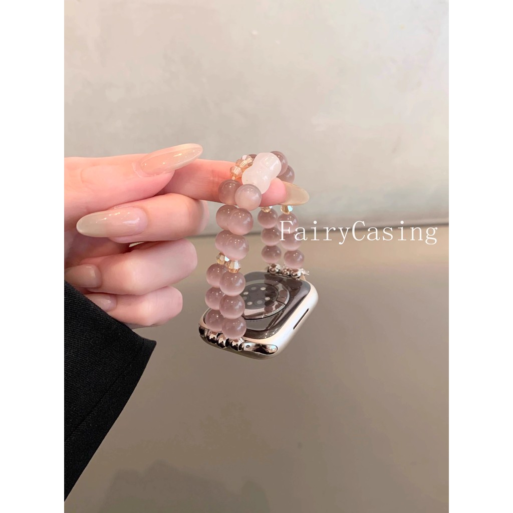 Dây đeo hạt đá quý cho Apple Watch Series 10 9 8 7 6 5 SE Ultra IWatch 38 40 41 44 45 42 46 49mm Vòng tay pha lê S11 Band