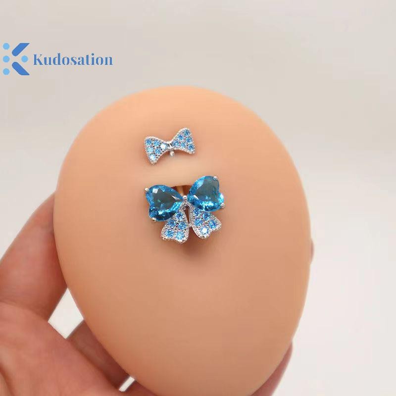 Kudosation Zircon Nơ Pha Lê Bụng Nút Nhẫn Xuyên Rốn Nhẫn Trang Sức Cơ Thể Cho Nữ Thời Trang Cơ Thể Xuyên Trang Sức