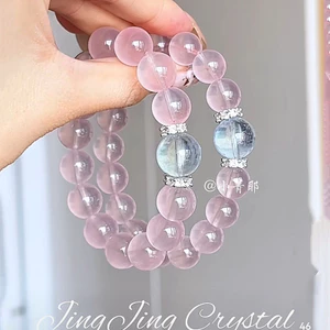 Giả Màu Hồng Pha Lê Aquamarine Vòng Tay NữLucky Hoa Đào Bưởi Pha Lê Hồng Vòng Tay May Mắn