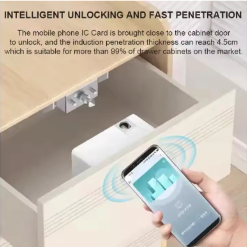 Khóa Cửa Gỗ Thông Minh Khóa Điện Tử Vô Hình Thẻ RFID NFC Mở Khóa Hộp Thư Không Cần Chìa Khóa Tủ Tủ Tủ Quần Áo Nội Thất Xông Hơi Tủ Locker