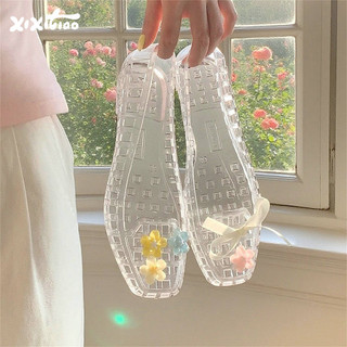 Xixitiao Hoa Nhiều Màu Sắc Mùa Hè Đi Biển Kỳ Nghỉ Phẳng Thoải Mái Rỗng Ngọt Ngào Dép Nữ