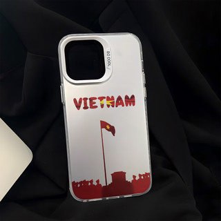 Ốp điện thoại cờ đỏ Việt Nam cho iPhone 11 / 16 thương hiệu iPhone 12 / 13 / 14 15 pro max IMD Vỏ bảo vệ chống rơi và chống sốc bằng bạc đầy màu sắc IMD