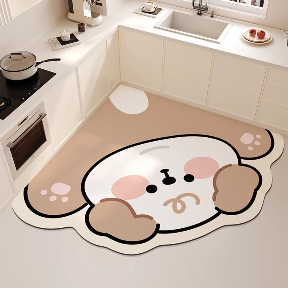 Thảm Trải Sàn Nhà Bếp Hình Thú Dễ Thương Home, Chống Trơn Trượt, Chống Thấm Nước Decor Bếp Xinh